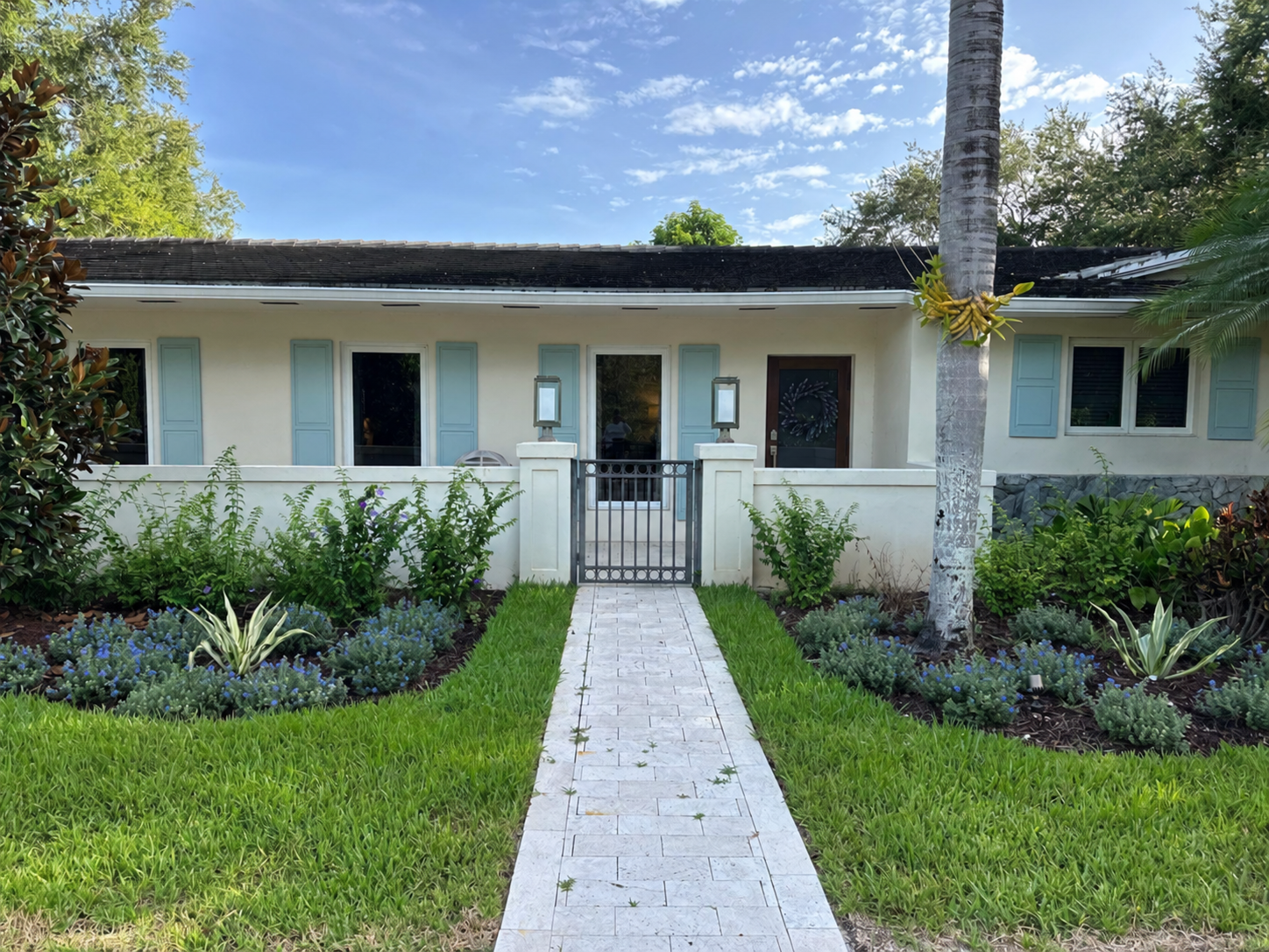 Completed residential front-yard landscape in Cutler Bay