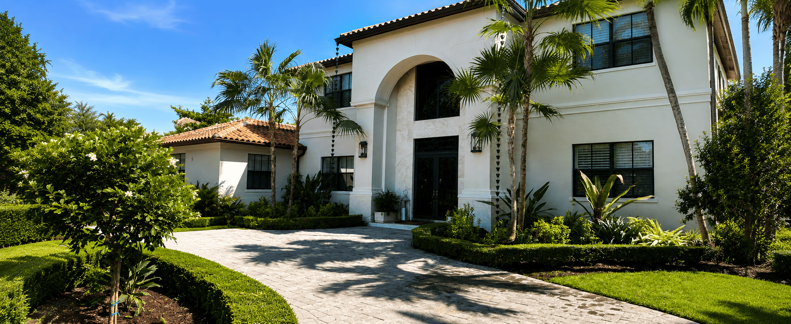 Layered residential planting in Pinecrest