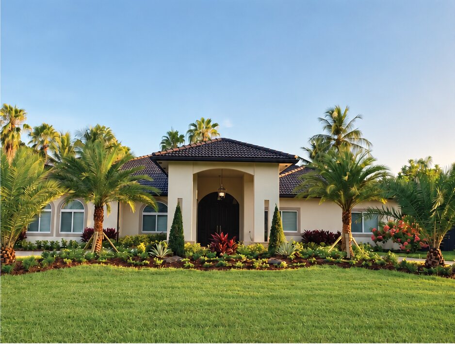 Completed residential tropical landscape renovation in South Florida