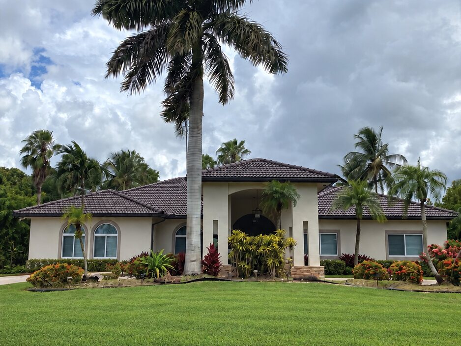 Residential front yard before landscape renovation
