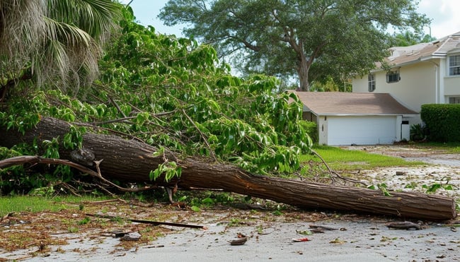 A fallen tree in a South Florida neighborhood, ill