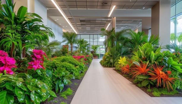 A vibrant commercial space in South Florida adorne