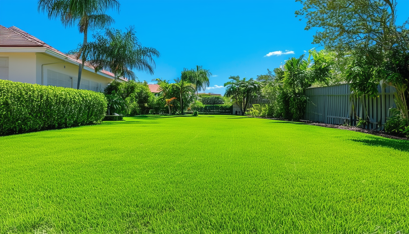 A lush, green Zoysia grass lawn in a Miami-Dade ne