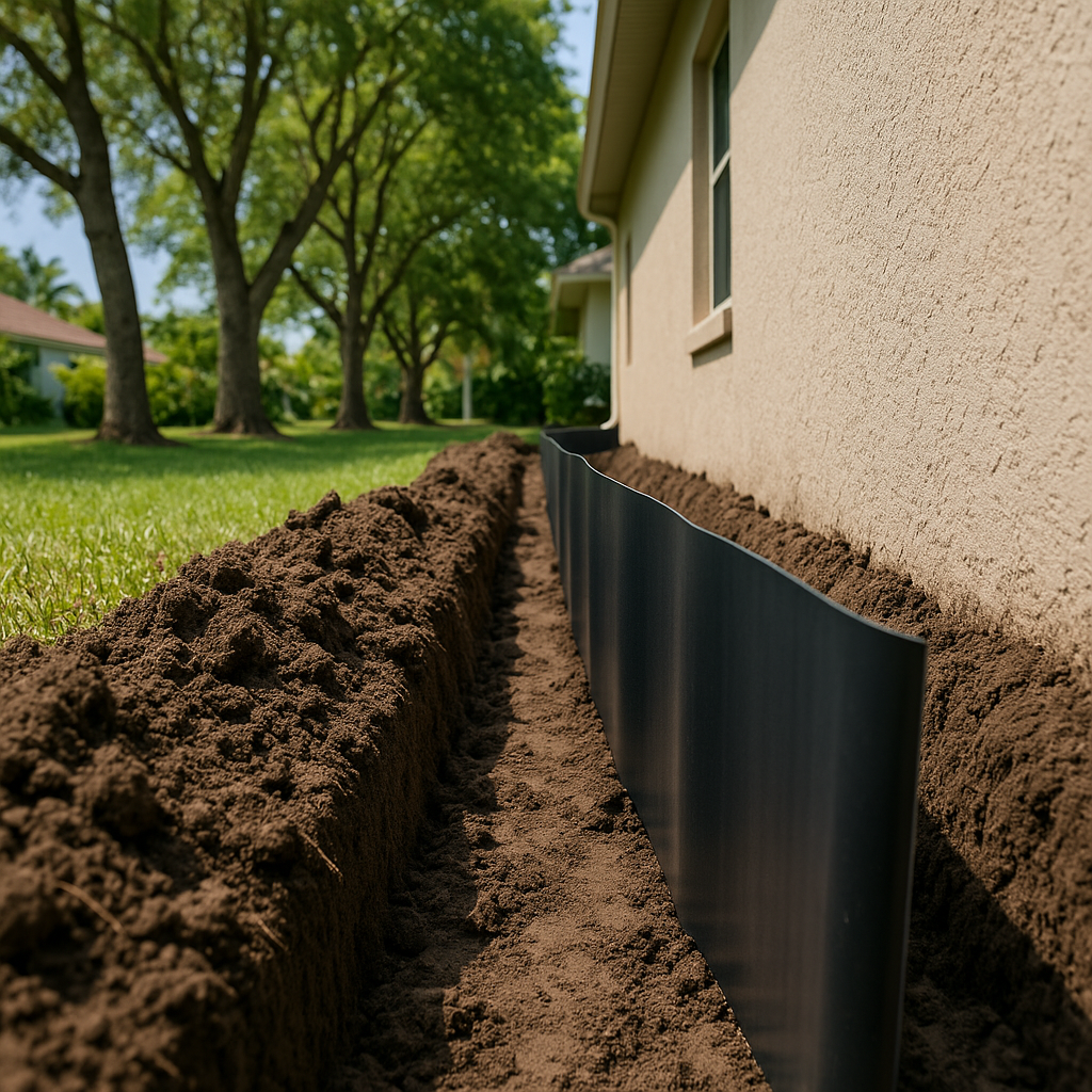 Close-up view of a professional root barrier insta